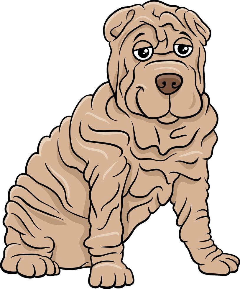 Shar Pei purebred dog cartoon illustration vector