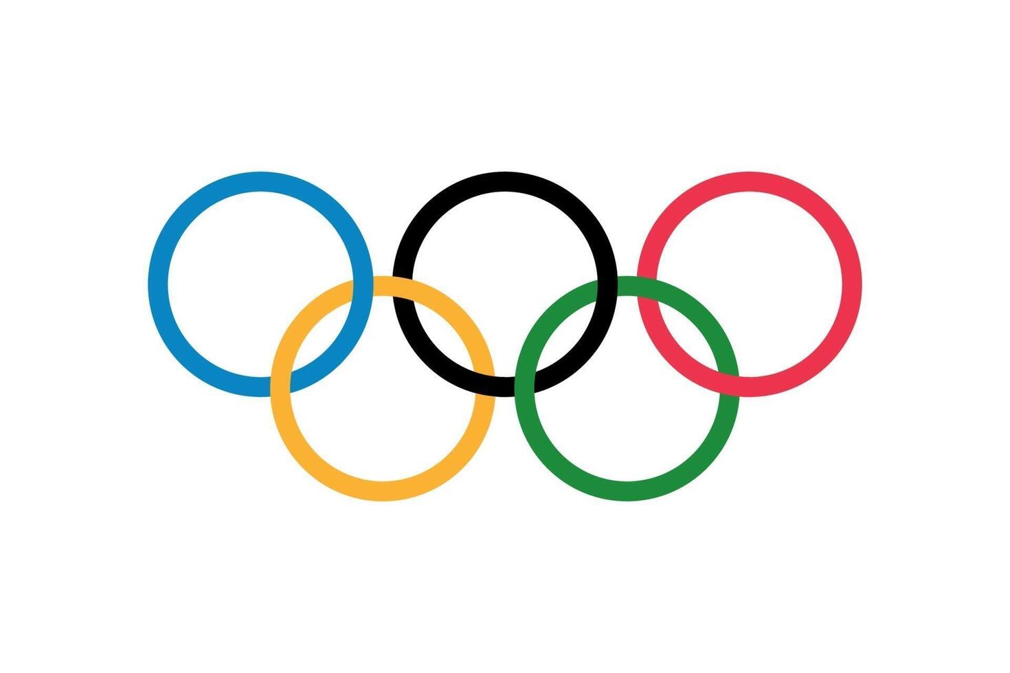 Olympic flag, five rings on the white background. vector