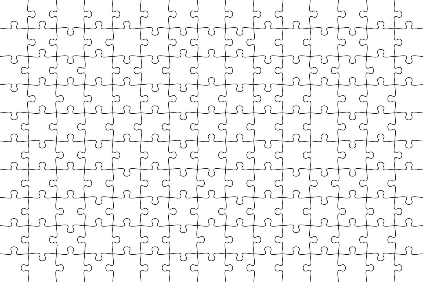 Puzzle outline template of 150 pieces on the white background. vector