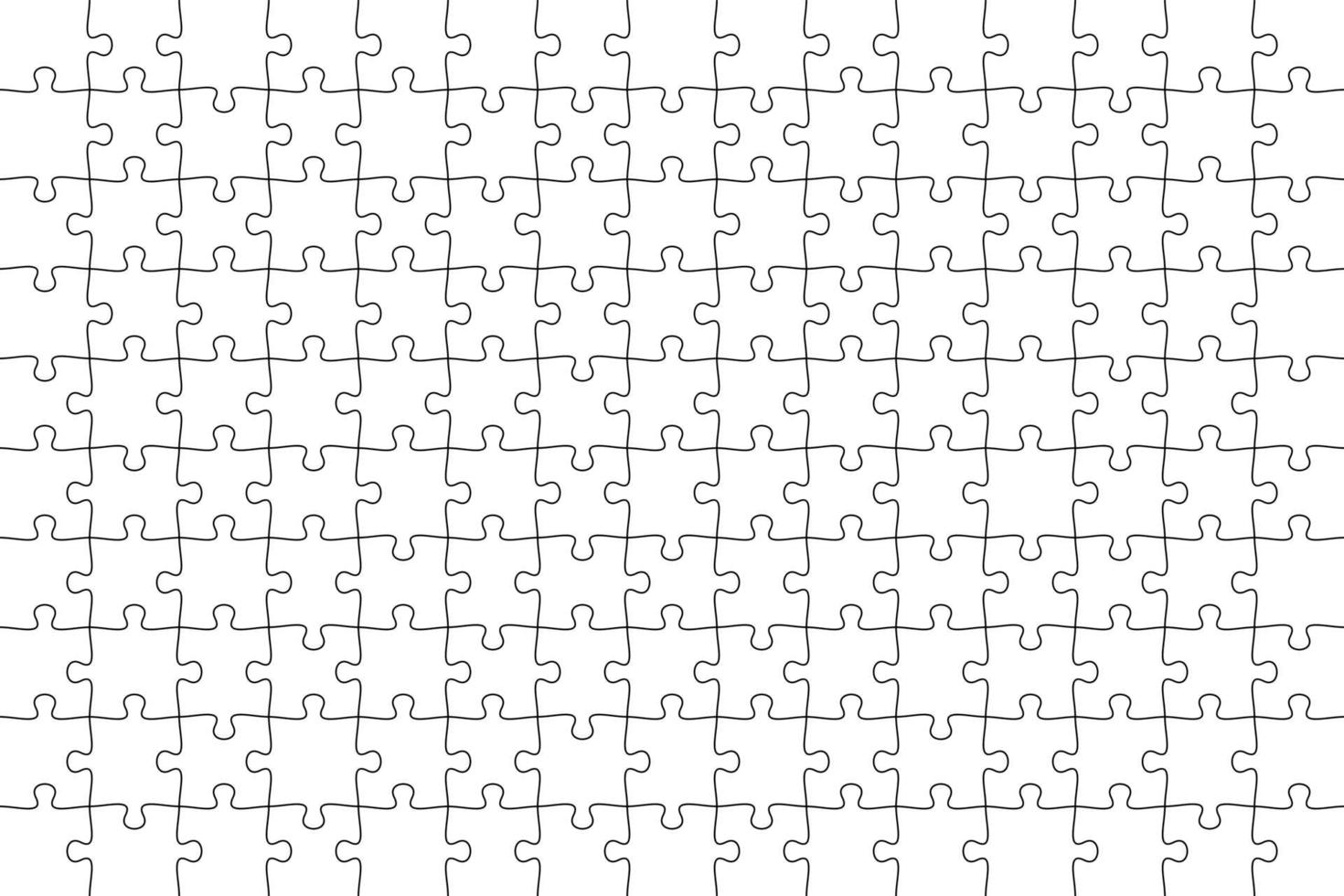 Puzzle outline template of 150 pieces on the white background. vector