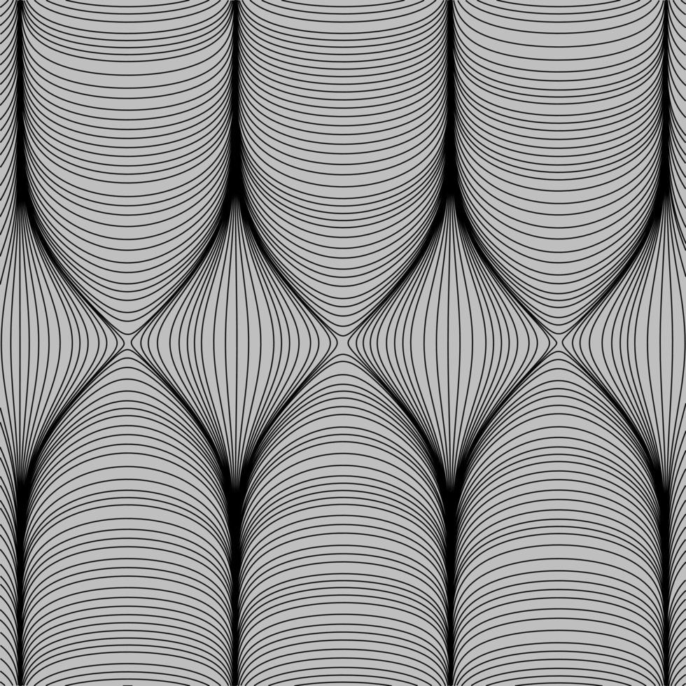 Optical art, vector striped background. Abstract smooth black wave curve motion lines graphic. Six fingers.