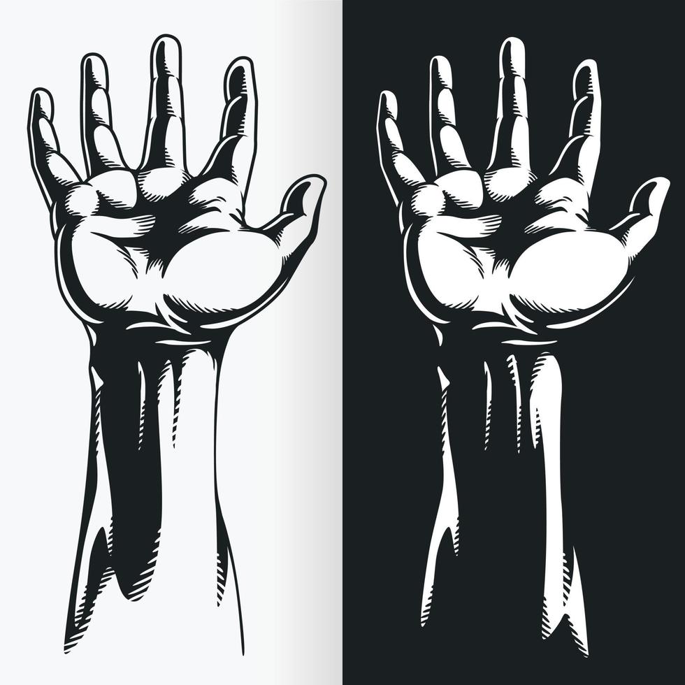Silhouette of Hand with Open Palm, Stencil Vector Drawing