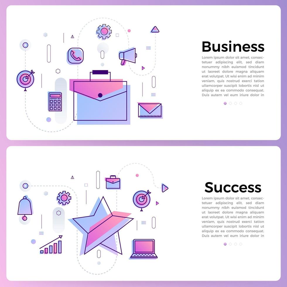 Banner business style icon line vector