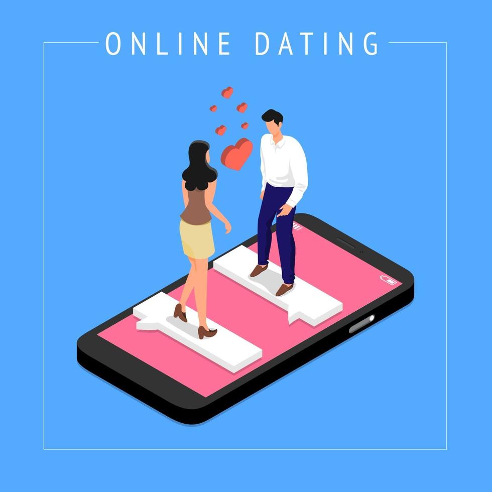 Isometric dating online concept vector