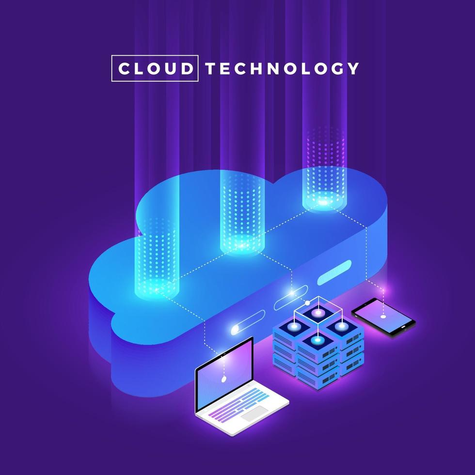 Isometric Cloud Computing vector