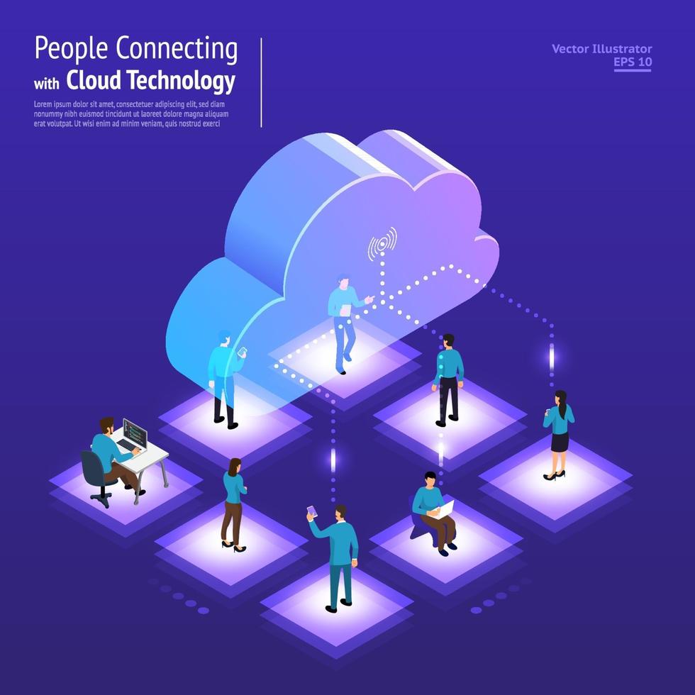 Isometric Cloud Technology vector