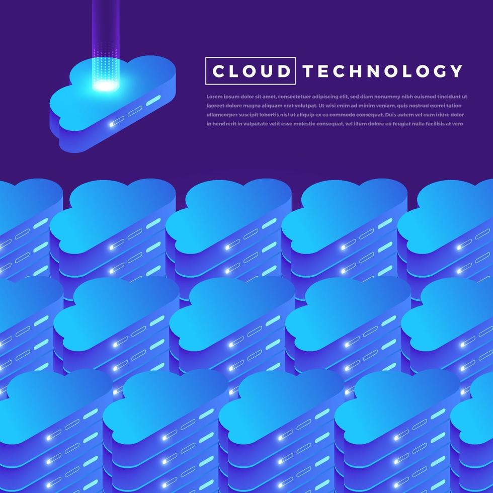 computación en la nube isométrica vector