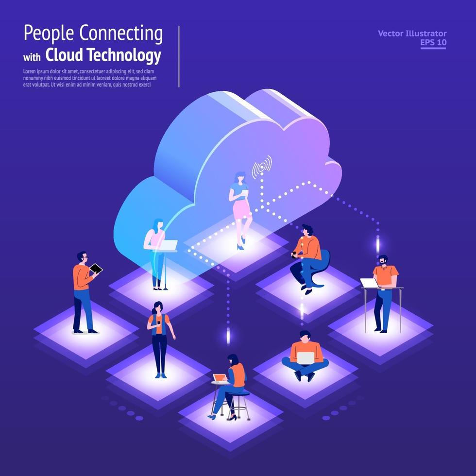 Isometric Cloud Technology vector