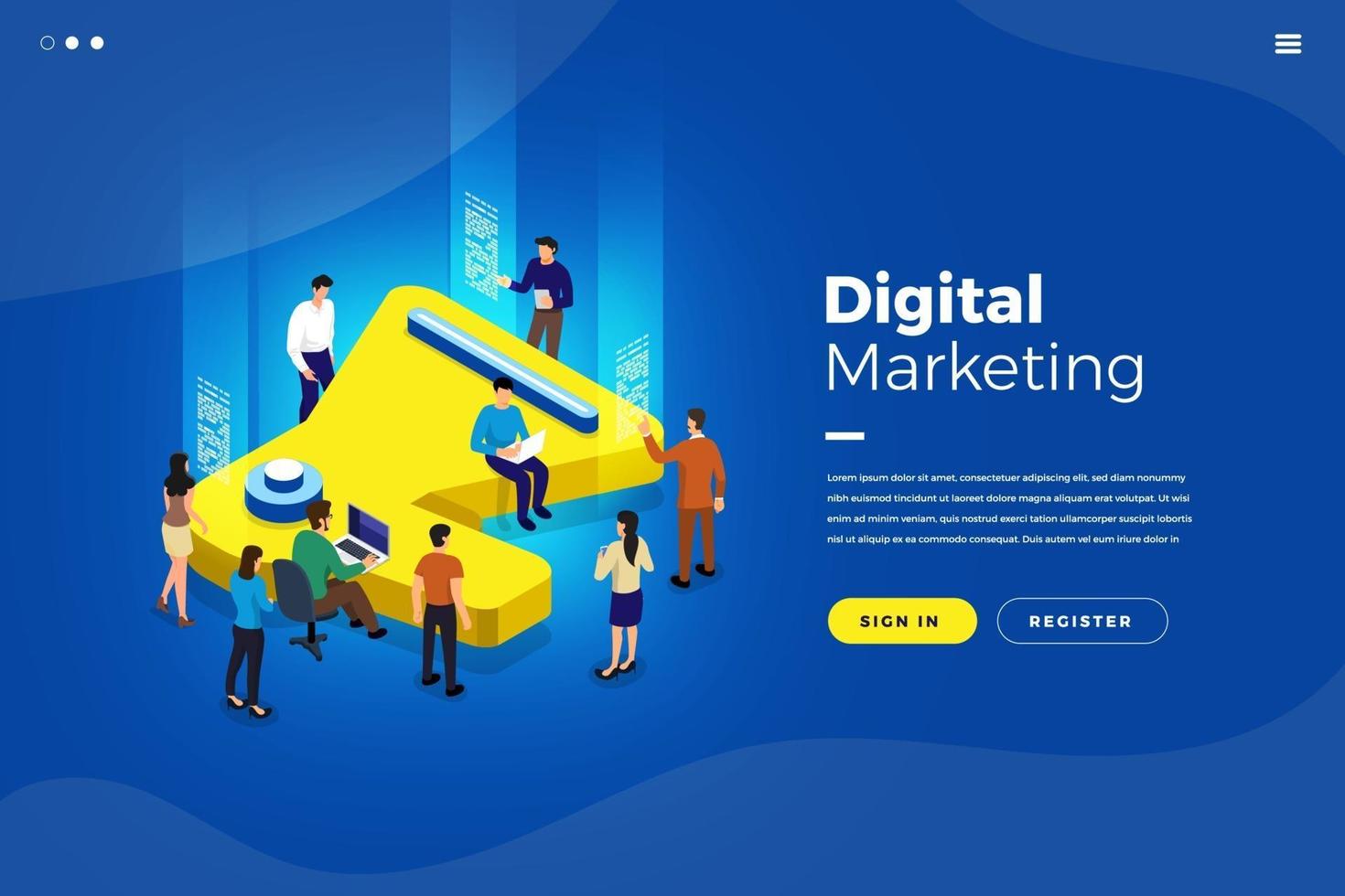 marketing digital isométrico vector