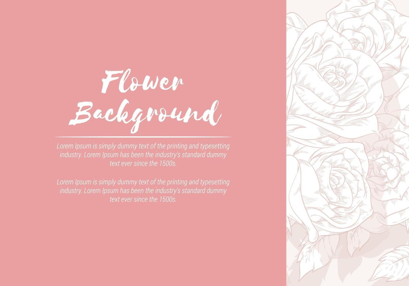 Fondo de rosa floral dibujado a mano, diseño de vector de plantilla de boceto