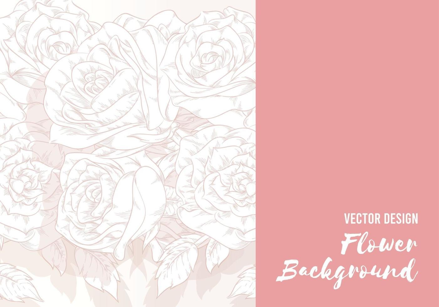 Background of Flower Hand drawn Rose, Floral Outline Template Vector Layout