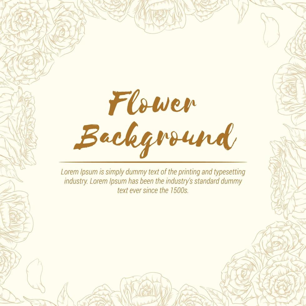 Background of Hand Drawn Flower Rose Sketch, Floral Template Vector Layout