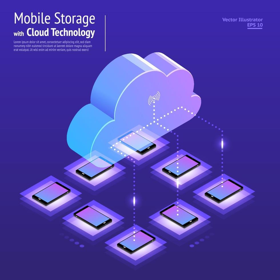 Isometric Cloud Technology vector