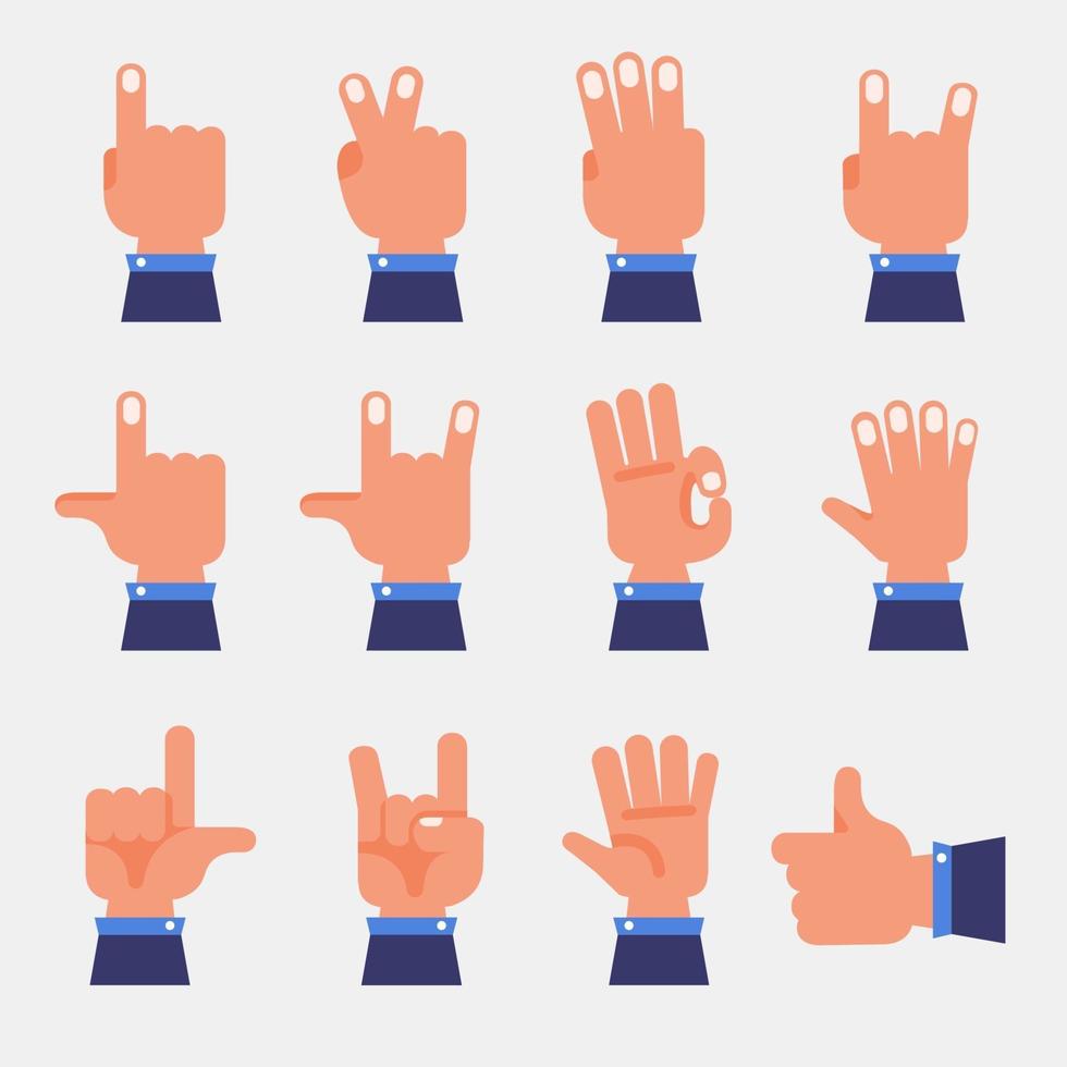 vector set hand finger gesture
