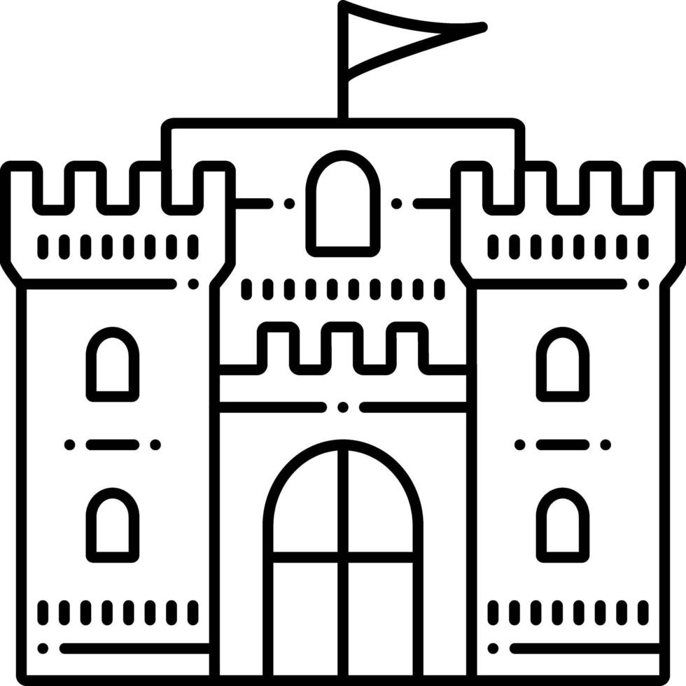 Line icon for castle flag vector