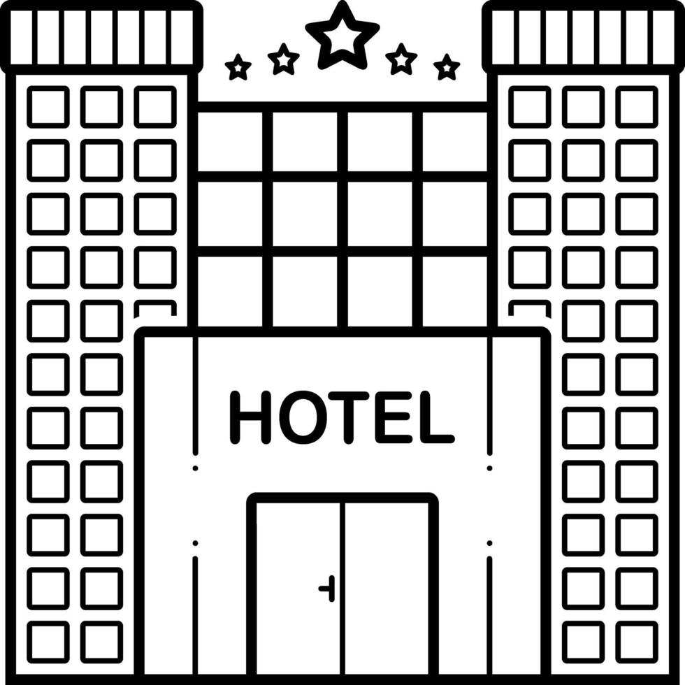 icono de línea para hotel de cinco estrellas. vector