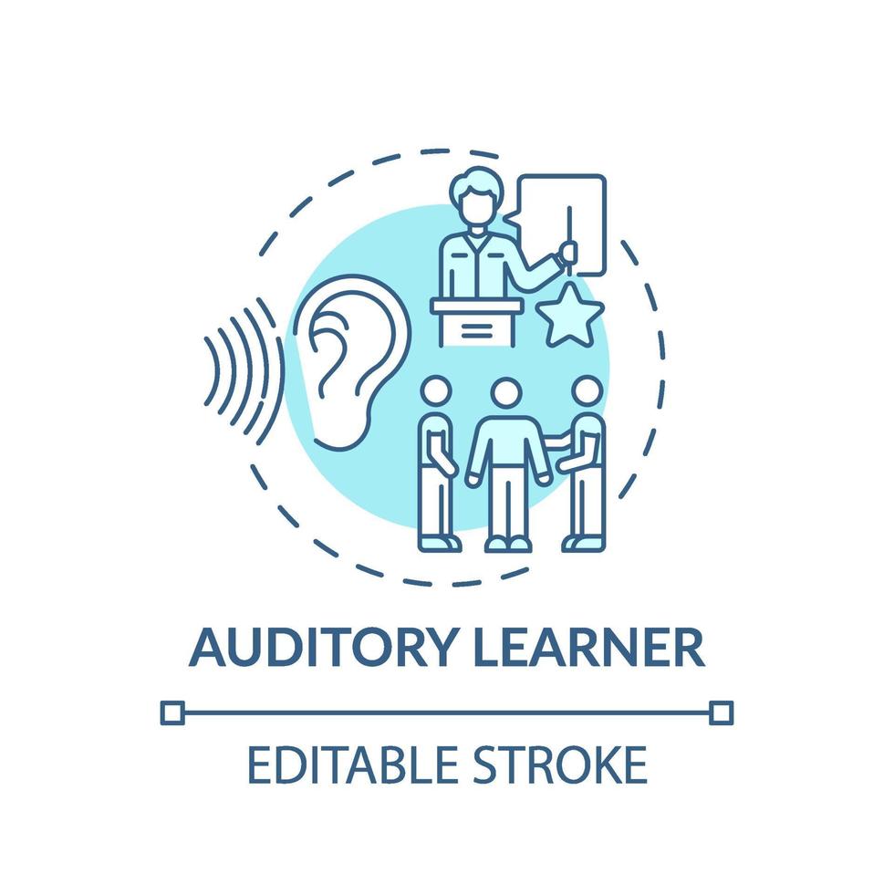 Auditory learner turquoise concept icon vector