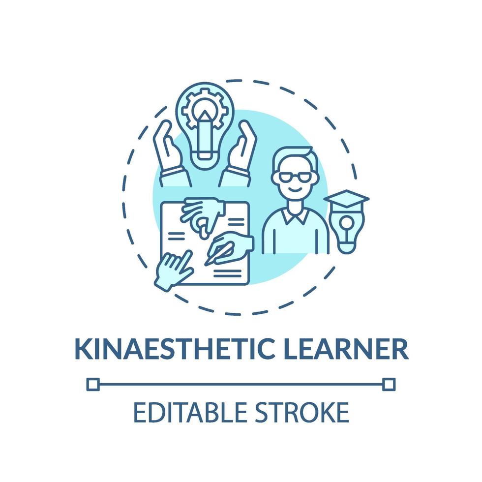 Kinaesthetic learner turquoise concept icon vector