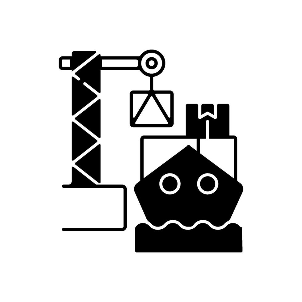 Cargo loading black linear icon vector