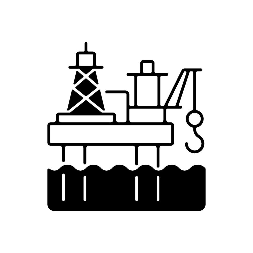 Offshore oil platform black linear icon vector