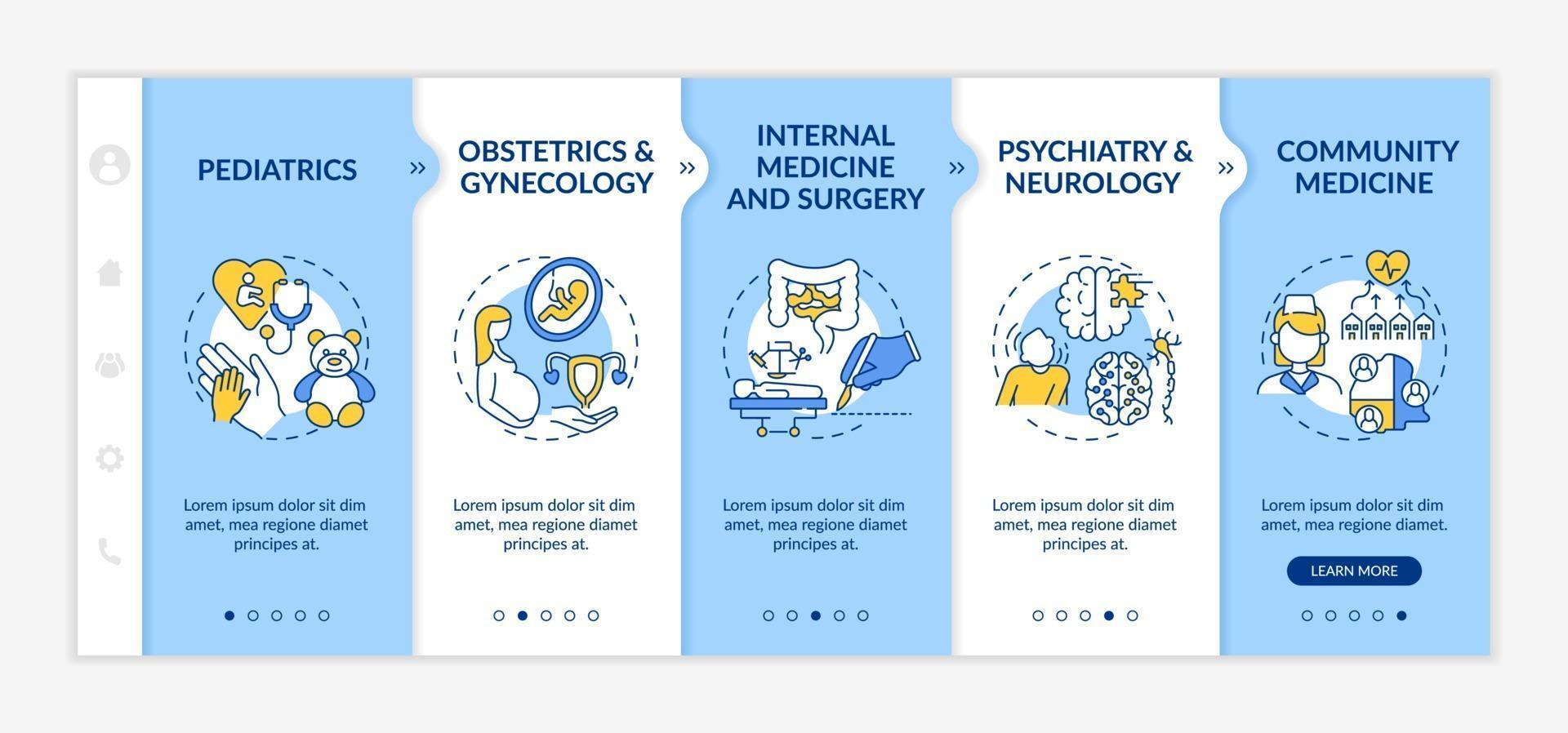 Family medicine components onboarding vector template