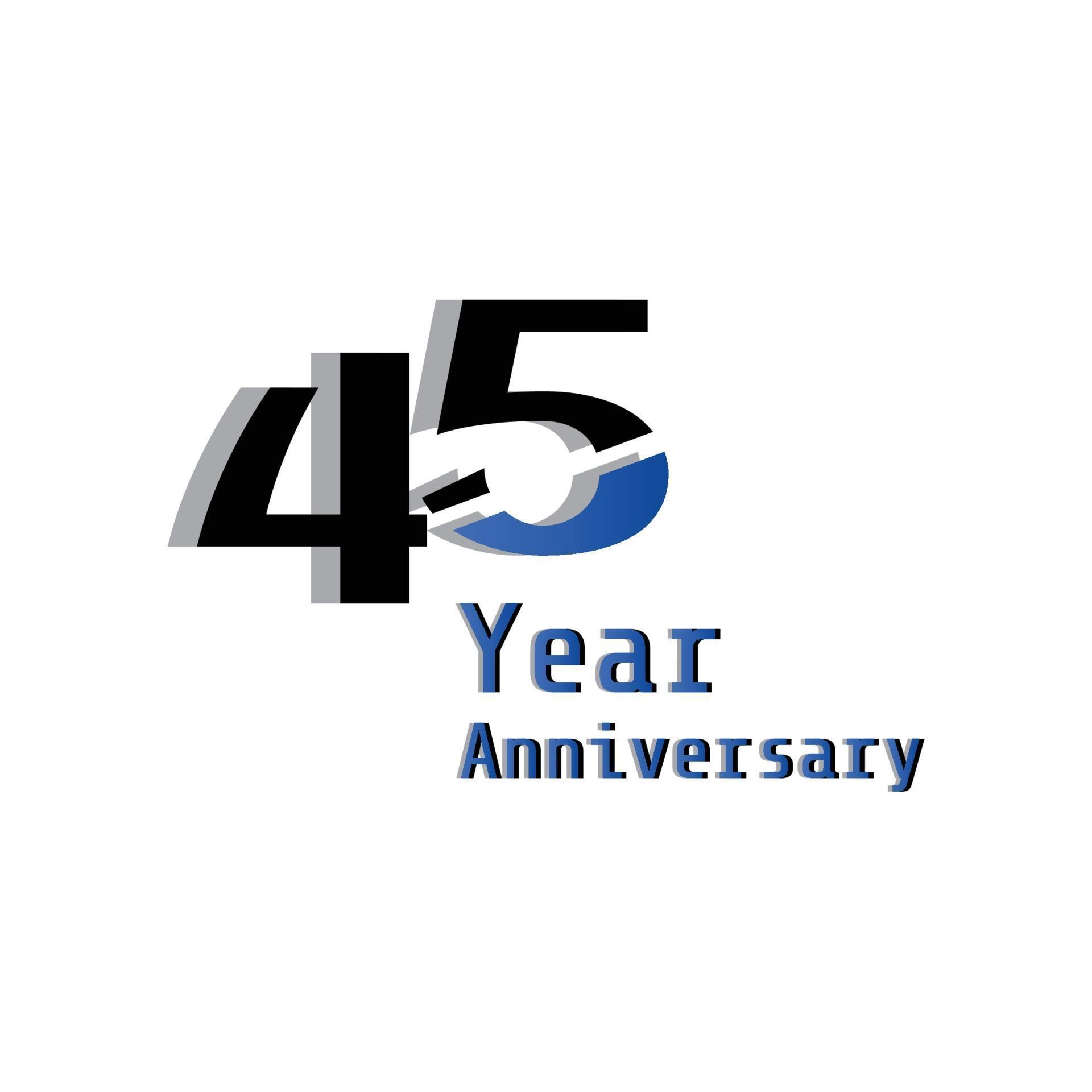 45 Years Anniversary Celebration Blue Color Vector Template Design ...