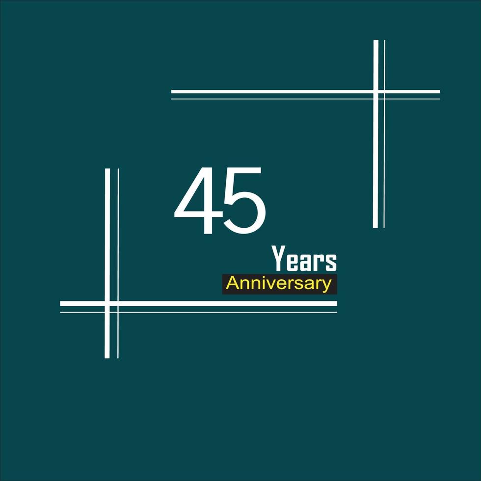 45 Years Anniversary Celebration Blue Color Vector Template Design Illustration