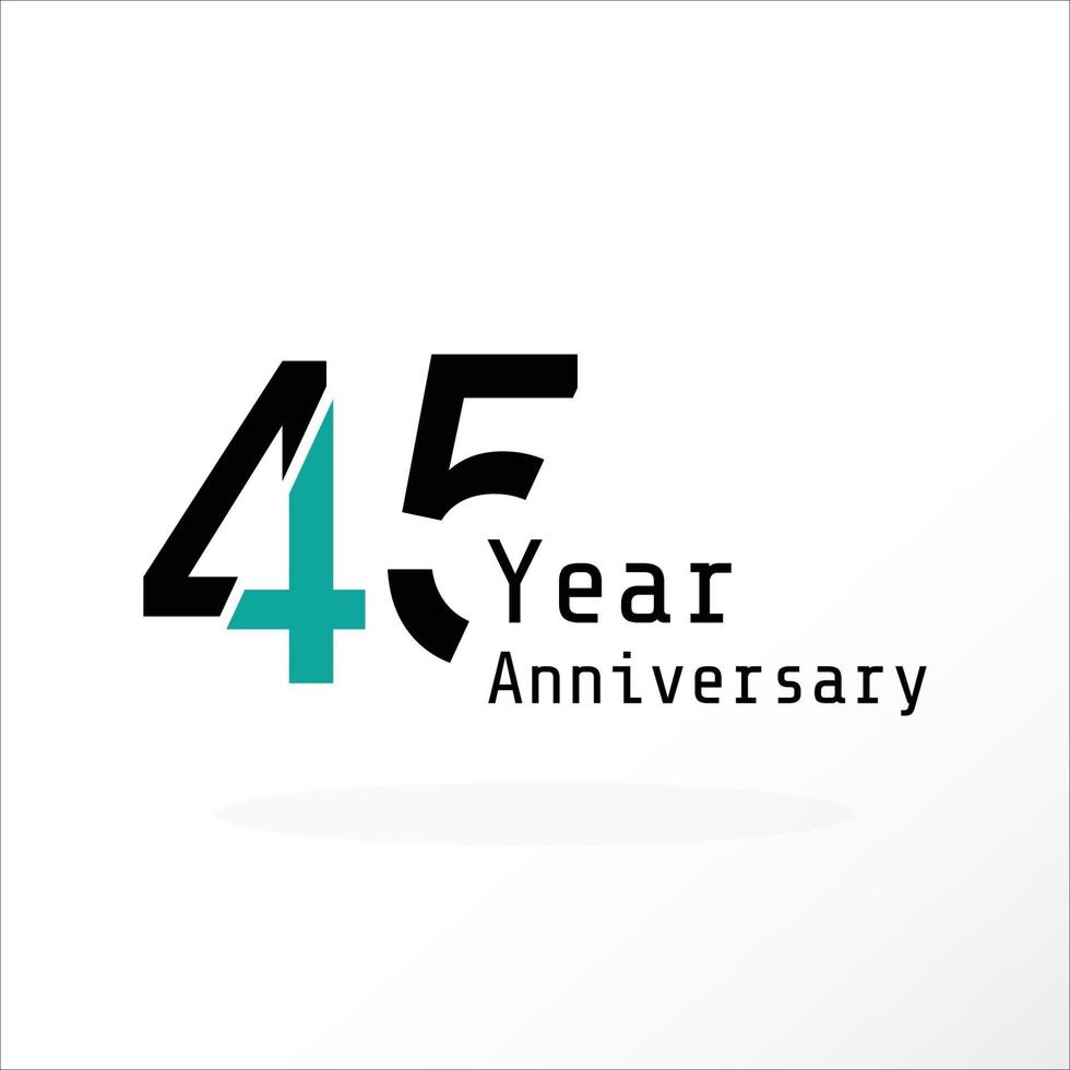 45 Years Anniversary Celebration Blue Color Vector Template Design Illustration