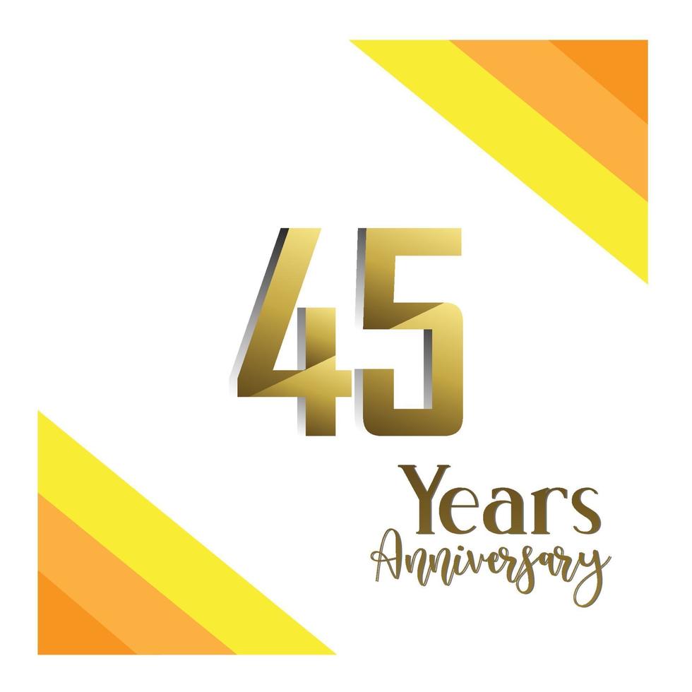 45 Years Anniversary Celebration Gold Black Background Color Vector Template Design Illustration