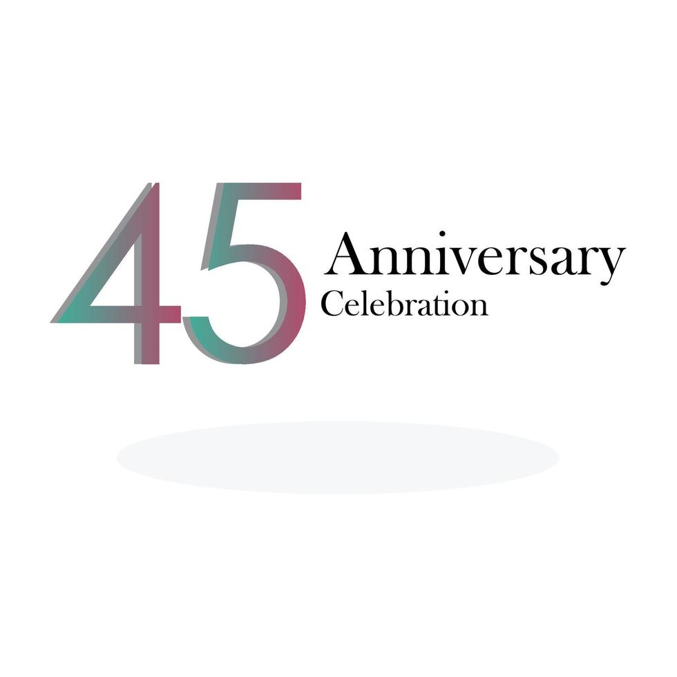 45 Years Anniversary Celebration Rainbow Color Vector Template Design Illustration