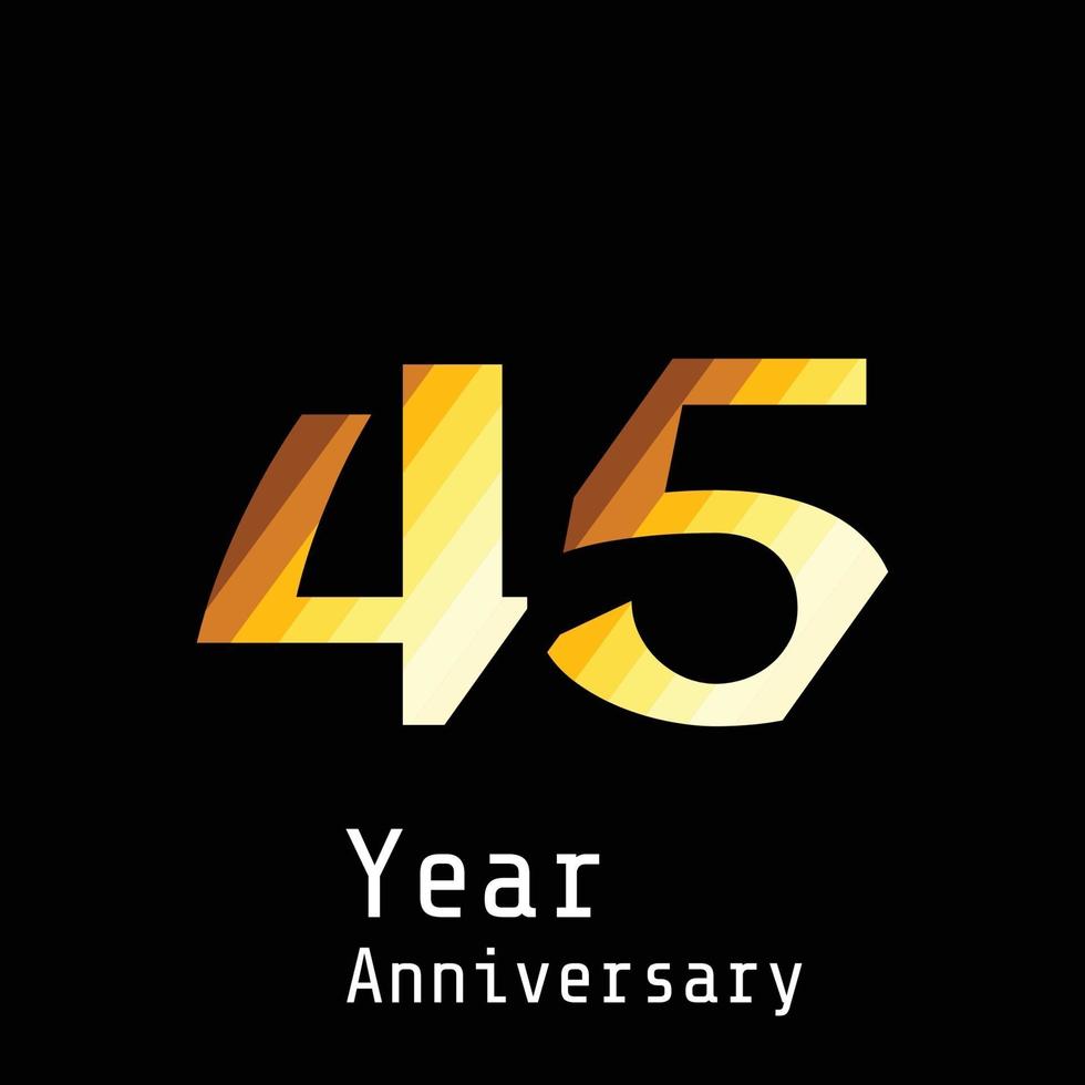 45 Years Anniversary Celebration Gold Black Background Color Vector Template Design Illustration