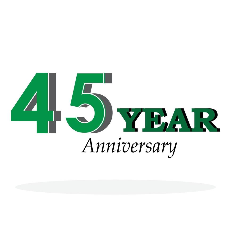 45 Years Anniversary Celebration Green Color Vector Template Design Illustration