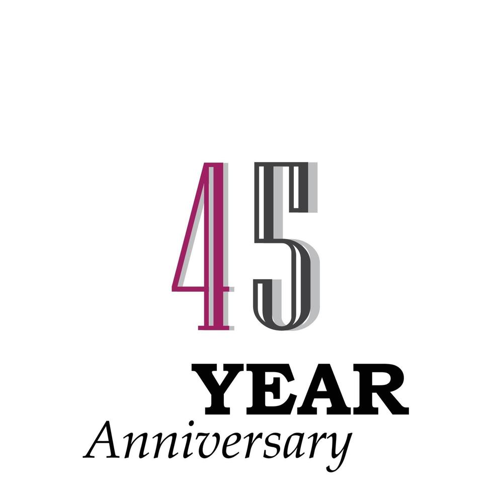 45 Years Anniversary Celebration Rainbow Color Vector Template Design Illustration