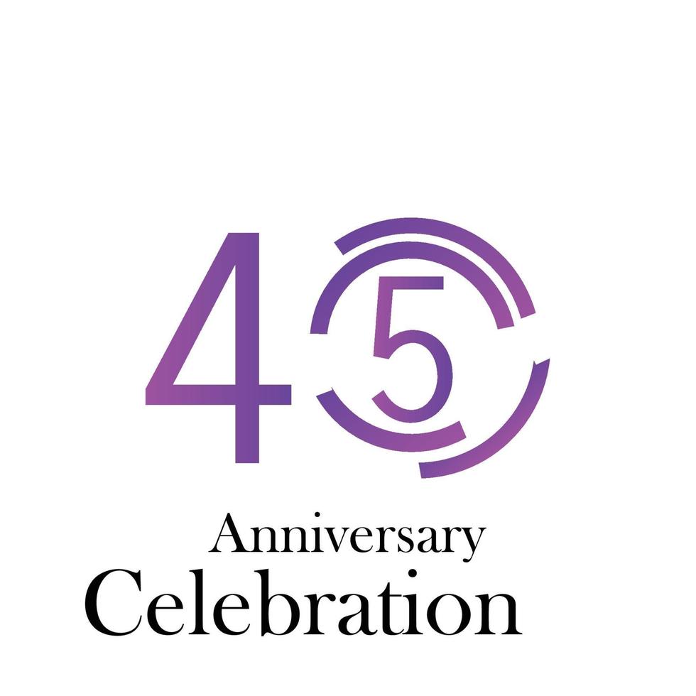 45 Years Anniversary Celebration Rainbow Color Vector Template Design Illustration