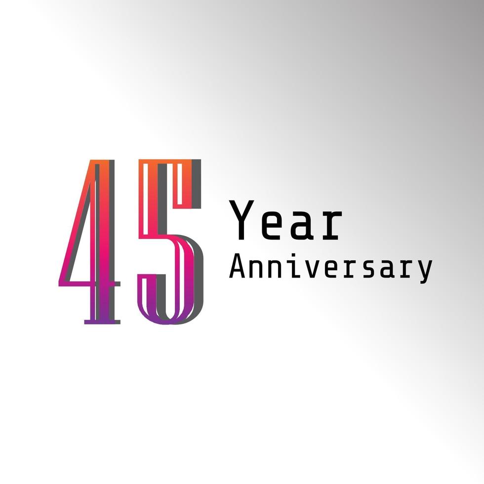 45 Years Anniversary Celebration Rainbow Color Vector Template Design Illustration