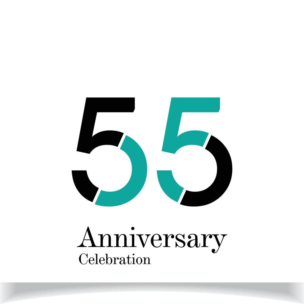 55 Years Anniversary Celebration Blue Color Vector Template Design Illustration