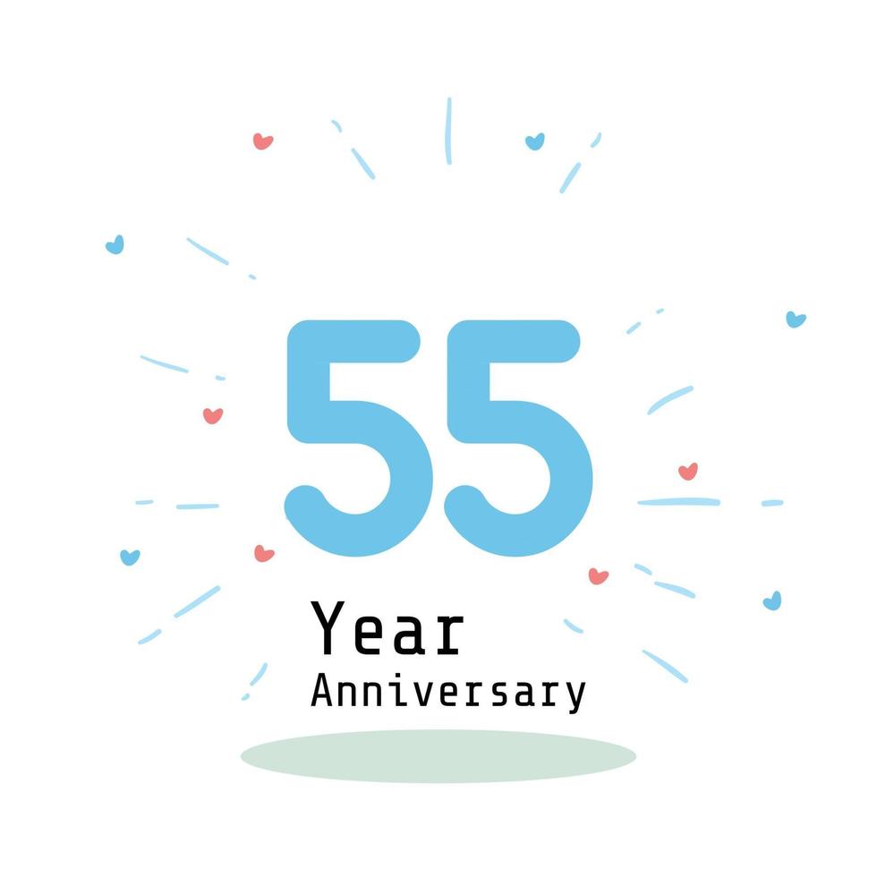 55 Years Anniversary Celebration Blue Color Vector Template Design Illustration