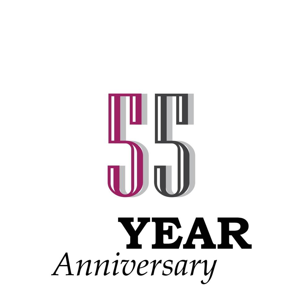 55 Years Anniversary Celebration Color Vector Template Design Illustration