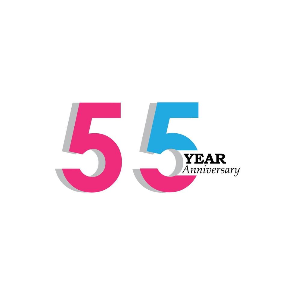 55 Years Anniversary Celebration Color Vector Template Design Illustration