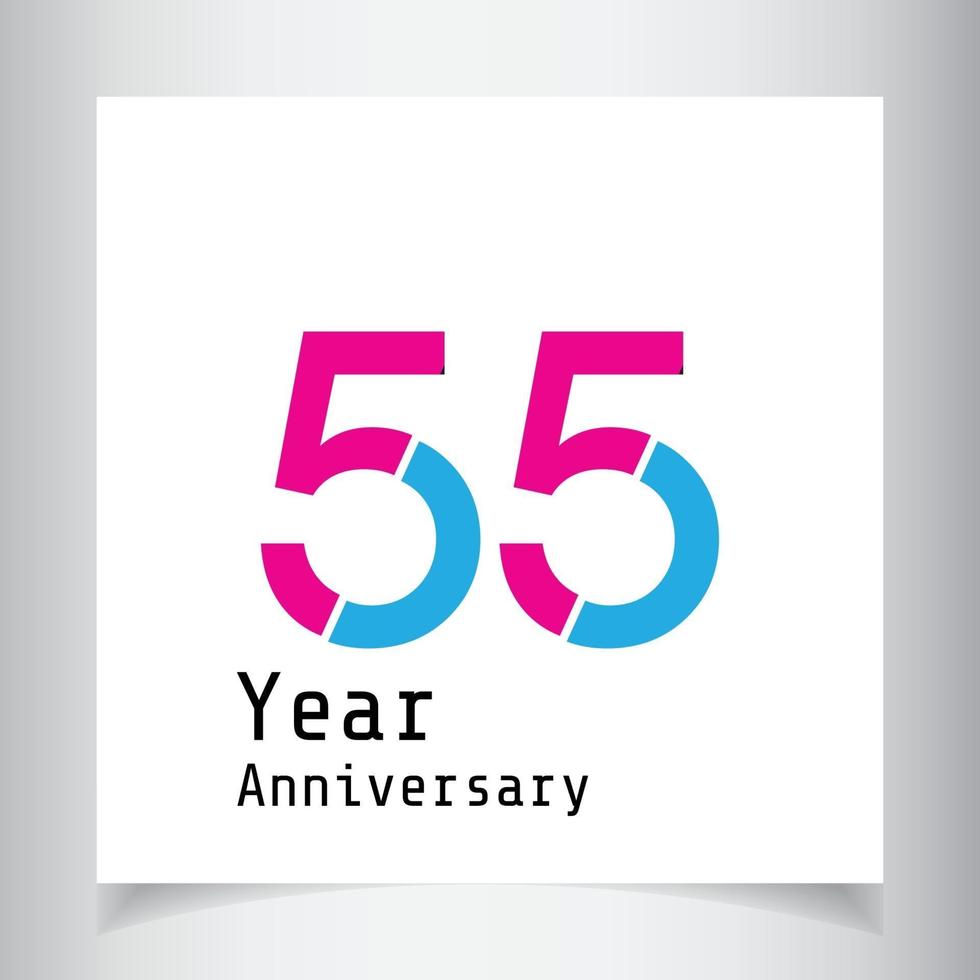 55 Years Anniversary Celebration Color Vector Template Design Illustration