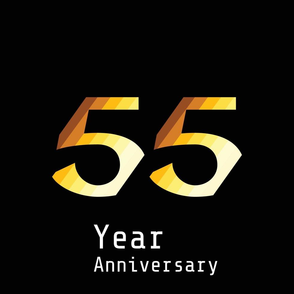 55 Years Anniversary Celebration Gold Black Color Background Vector Template Design Illustration