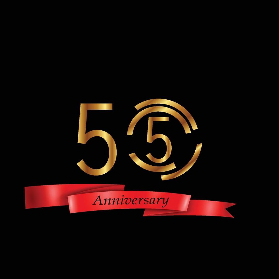 55 Years Anniversary Celebration Gold Black Color Background Vector Template Design Illustration