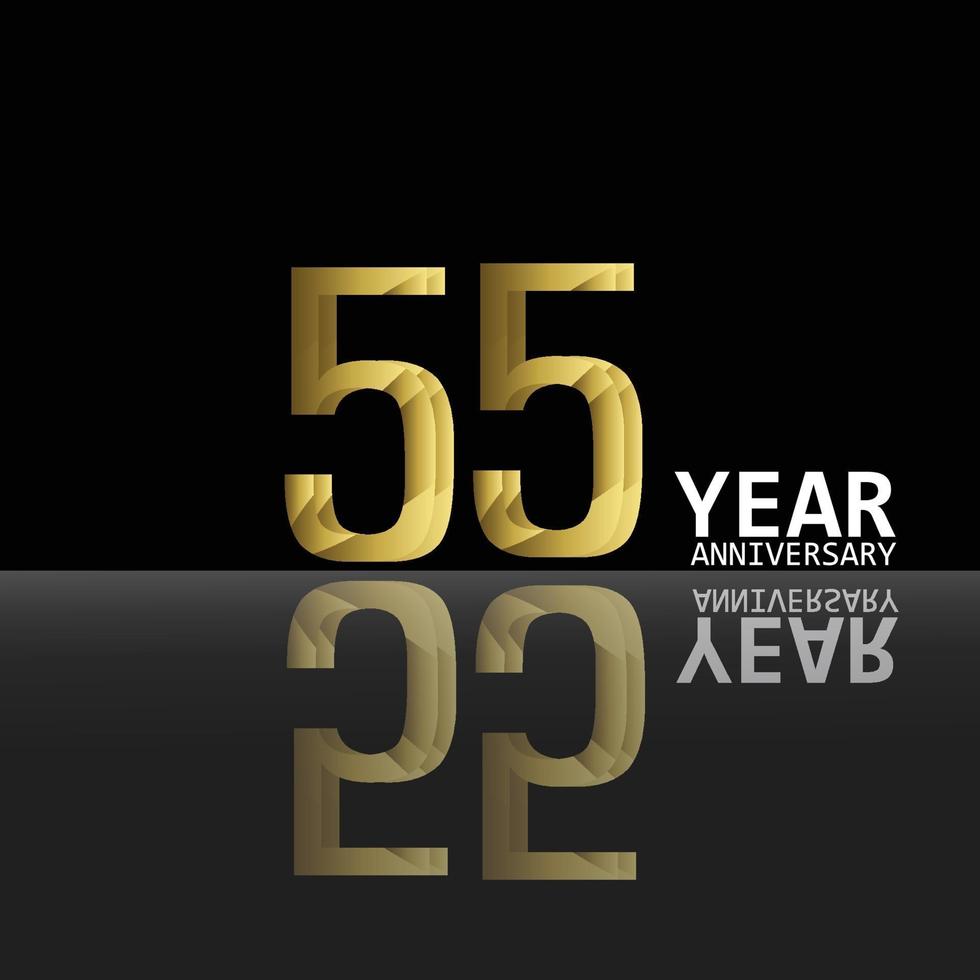 55 Years Anniversary Celebration Gold Black Color Background Vector Template Design Illustration