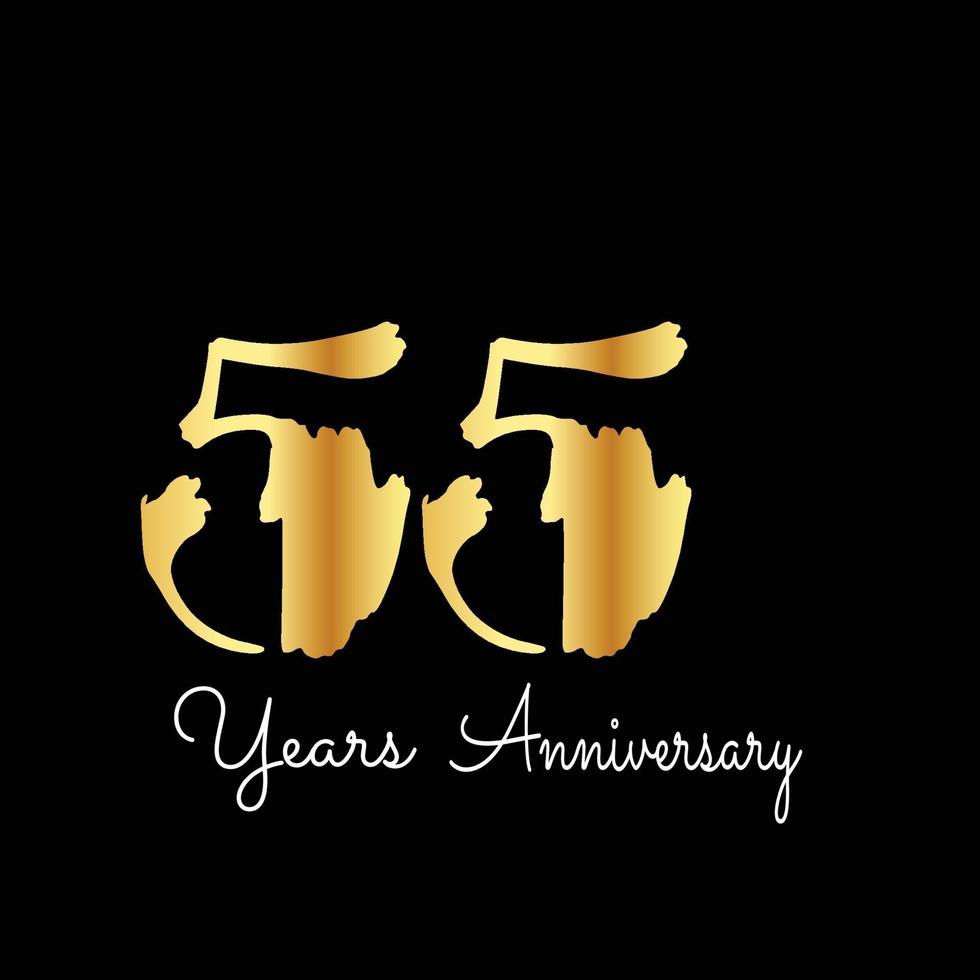 55 Years Anniversary Celebration Gold Black Color Background Vector Template Design Illustration