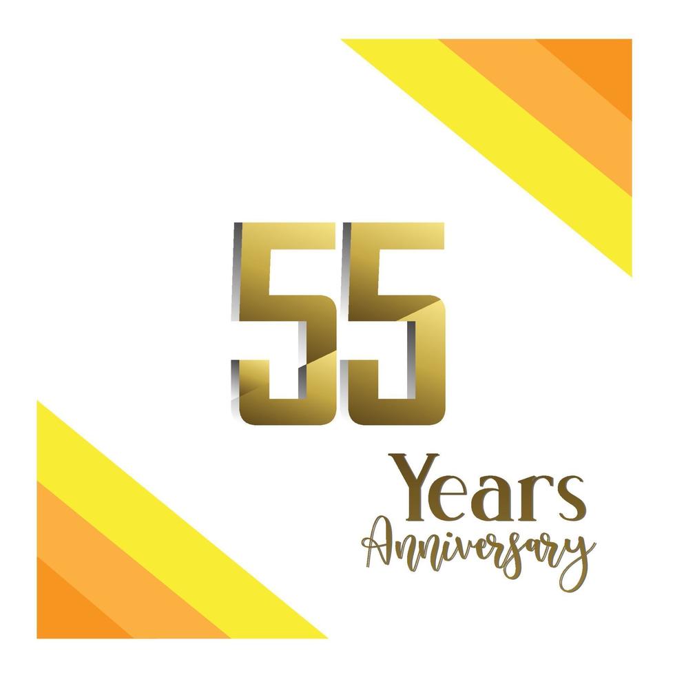 55 Years Anniversary Celebration Gold Black Color Background Vector Template Design Illustration