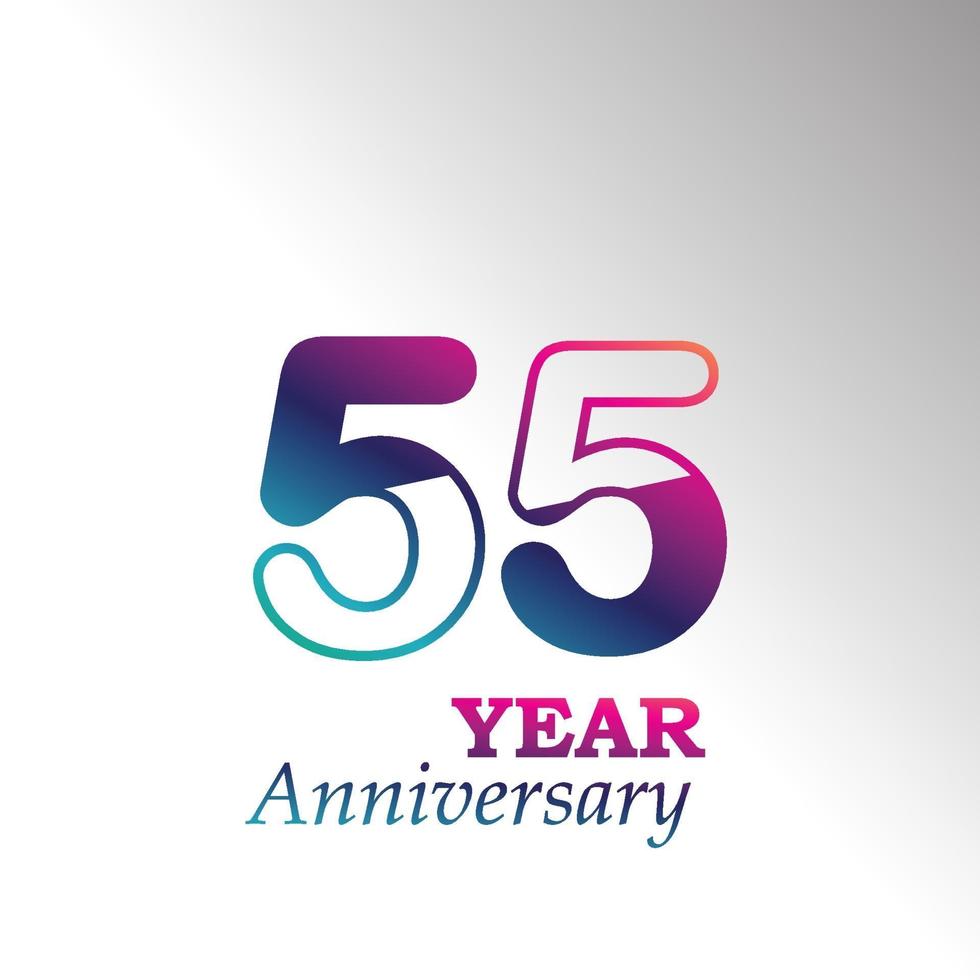 55 Years Anniversary Celebration Rainbow Color Vector Template Design Illustration