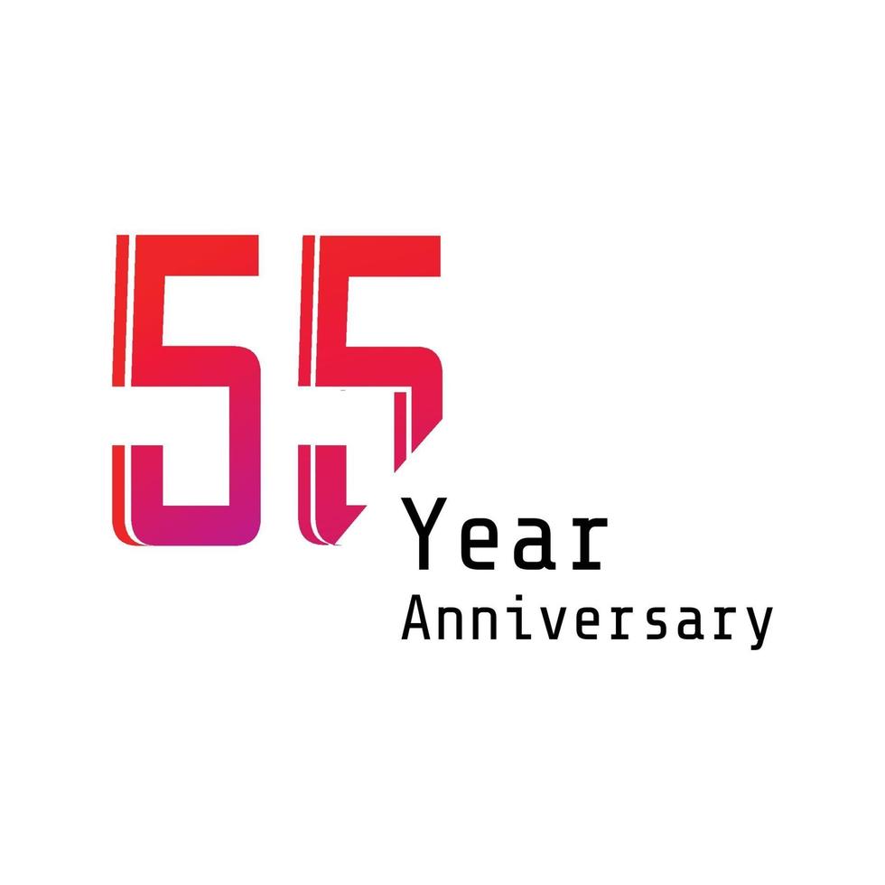 55 Years Anniversary Celebration Red Color Vector Template Design Illustration