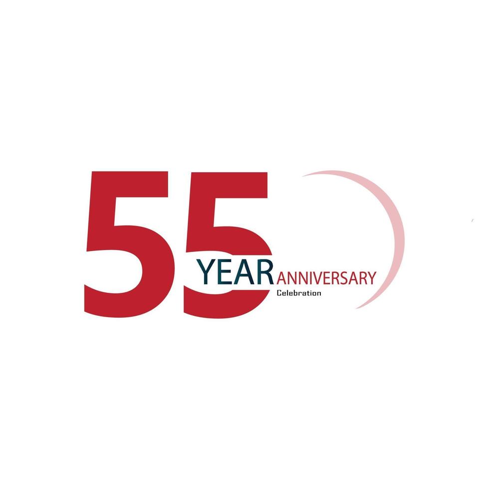 55 Years Anniversary Celebration Red Color Vector Template Design Illustration