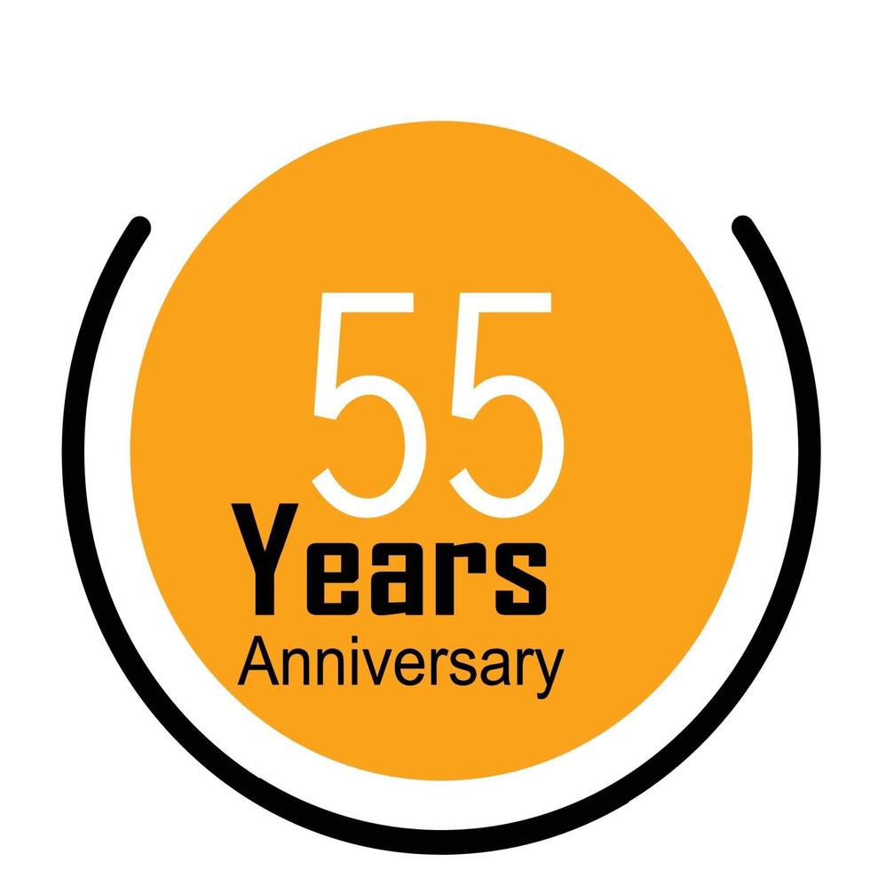 55 Years Anniversary Celebration Yellow Color Vector Template Design Illustration