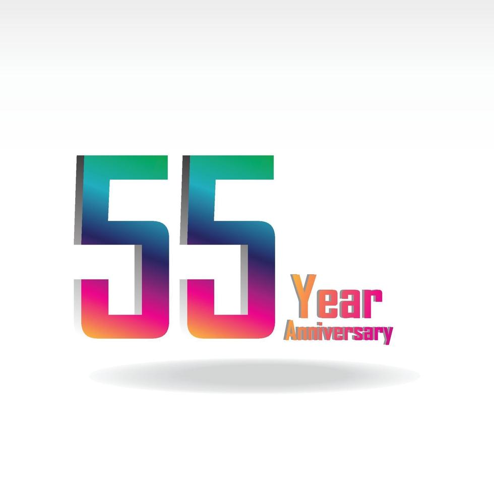 55 Years Anniversary Celebration Rainbow Color Vector Template Design Illustration